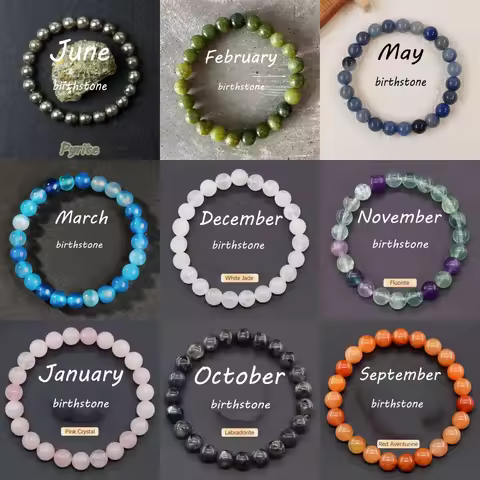 Natural Stone Bracelets For Women Months Birthstone Beads Bracelets Birthday Jewelry travel Easter D