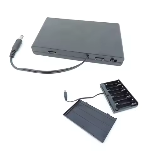 12V 8 solt x AA Battery Holder Case Packs DC male 5.5x2.1mm plug Box Switch DIY Container Black Powe