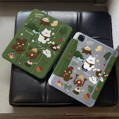 Spring Green Cream Cake Bear Party For iPad Pro Air M5 M4 M3 M2 13'' 11'' 2 1 11th A16 12.9" 10 9 8 