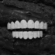 Eight Teeth Flat Teeth Hip Hop Tooth Socket Hiphop Teeth Grillz Men And Women 18K Copper Micro Inlai