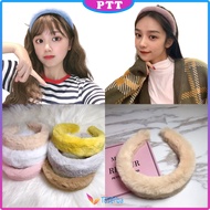 Bando Tebal Bandana Bulu-Bulu Gaya Korea Fashion Aksesoris Rambut Wanita Headband Cloud Polos Lebar