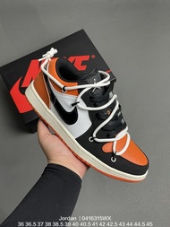 asli Sepatu Unisex Off-White Nike Air Jordan 1 Low black/orange