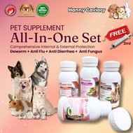Pet Supplement Medic Plus All-In-One Set 100ml Cat Dog Rabbit Deworm Flu Diarrhea Fungus Care Set Le