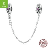 Positioning Beaded Silver Rose 925 Romantic Accessories Safety Chain diy Silicone BSC713 Retro Silve