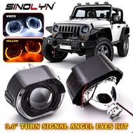 3'' Bi-xenon Projector Headlamp Lens With Angel Eyes Black Shrouds Turn Signal Switchback Daytime Running Light Use H1 bulb For H4 H7 Headlight Car Motorcycle Accessories Tuning