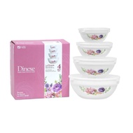 Felli Dinexe Kaca Opal Mangkuk Berpenutup Set (4 Pcs) - La' Rossa (Felli Dinexe Opal Glass Bowl With
