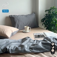 GONI FRESH duvet cover set in Beige Gray - Elastic bed sheets 4-25cm high, sizes 1m, 1m2, 1m4, 1m6, 