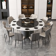 W-8&amp; Rock Plate round Dining Table with Turntable10Embedded Invisible Induction Cooker Marble Electric Large round Table