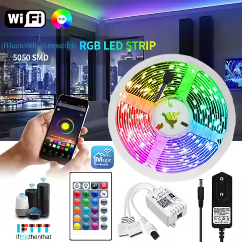 Wifi RGB Led Strip Lights Magic Home Bluetooth Led Tape Light Adhesive Smart Led Lights Strip For Ro