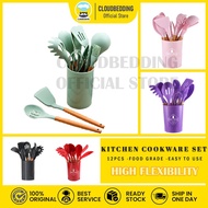 12pcs Spatula Kitchen Cookware Set Utensils Scraper Silicone Cooking Tools Cooking Sets Senduk Viral