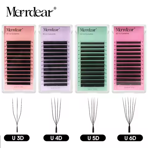 Merrdear 3D/4D/5D/6D U Eyelashes 8-15mm Mixed Length U Design Without Scattering Roots Extensiones D