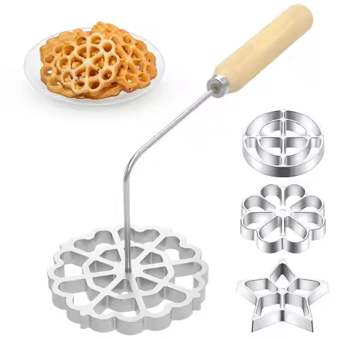 Aluminum Rosette Maker Molds Mold With Handle Pastry Tools Achappam Cookie Maker Baking Cooking Kitc