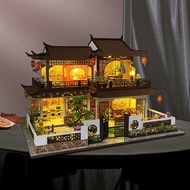American diy Handmade Cabin Xixi Flower Room Chinese Style Retro Building Model Large Villa Wooden T