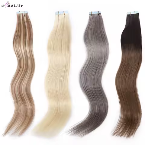 S-noilite 2.5g/pc Natural Hair Extensions Tape In Human Hair Adhesive Seamless Invisible Double Side