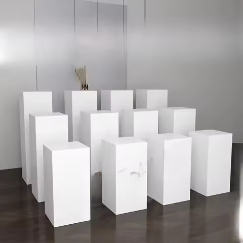 ‌Square White Display Stand Lacquered Pedestal for Sculpture Art Showcase Platform Museum Exhibition