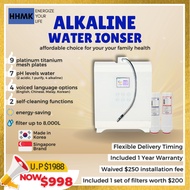 HHMK Alkaline Water Ioniser - White | FREE Installation | 7 types of Water | 2-Filter System | Multi