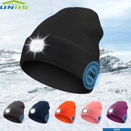 UNIIS Headlamp Cap, Removable Headphones Bluetooth Beanie Hat, Unique Rechargeable Speaker Mic With 