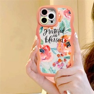 Ted Lizzie Casing hp Oppo A38 A17 A78 A58 A57 2022 A15 A16 A16K A54 A12 A5S A7 A94 A93 A3S A11k A53 A31 A52 A92 A37 F9 A74 A95 A76 A36 5F A9 2020 Realme 9i Small Fresh Watercolor Flowers and Plants  Gradient Wave Soft TPU Phone Case Cover Dongxiang