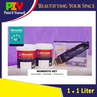 Nippon Paint Momento Set (Top Coat Textured Sparkle Silver 1L + Primer 1L + Toolkit)