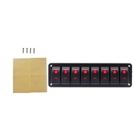 8 Position Switch Panel 12V/24V Waterproof Toggle Switch Panel with Blue LED Light Rocker Switch for