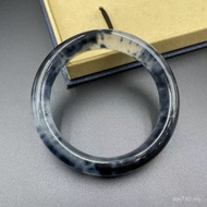 Flat Old Pit Jade Black Chicken Floating Flower Bracelet Bracelet Genuine Circle High Ice Wholesale 