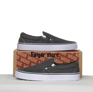 Sepatu Vans Slip On Slop Pria Kasual Kanvas Abu Tebal Simpel Foxing Anti Licin Termurah Terlaris