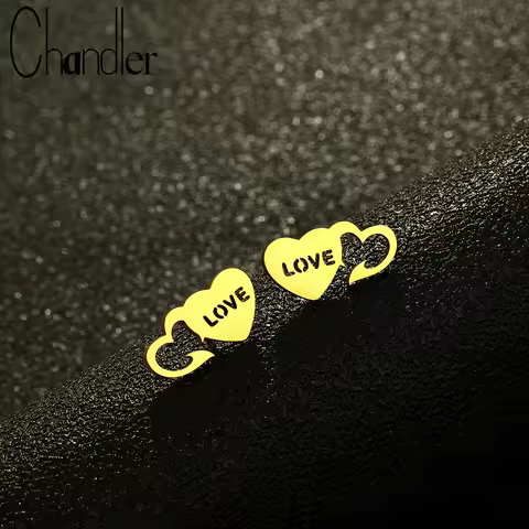 Chandler Pair of Small Love Heart Post Earring Bts Earrings Valentine's Gift Anniversary Gift