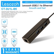 Lesozoh 3-Port USB3.0 Type-C Hub with RJ45 Ethernet Adapter - CT-3U1L