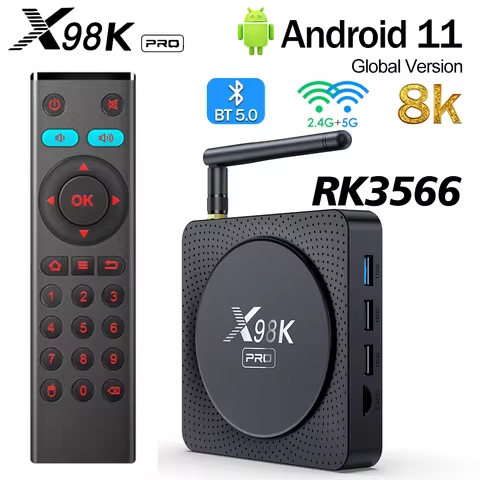 X98K Pro Smart TV Box 4G 32GRockchip R3566 8K Ultra HD Set Top Box Android BT5.0 2.4&5G Dual Wifi 10