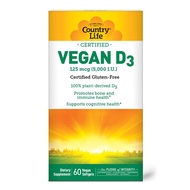 Life Vegan D3 5000 IU – Plant-Derived Vitamin D3 from Lichen – Certified Vegan, Gluten-Free, Non-GMO