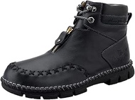Men's British Chukka Boots High-top Motorcycle Shoes Zip Booties Leather Black | AU Size 6-12| US Size 5.5-13