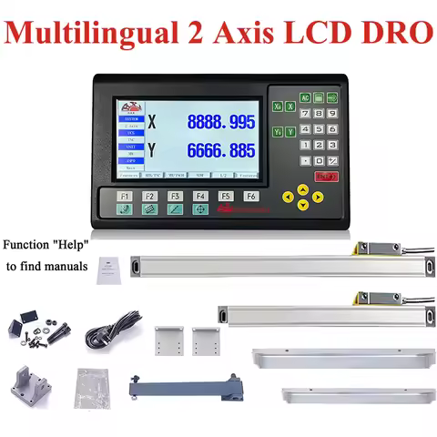 19 Languages 2 Axis LCD DRO Kit GCS909 Turning Lathe Milling Digital Readout Display & Linear Glass 