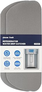 GLACIER FRESH Cuttable Refrigerator Drip Catcher, Water Absorbent Fridge Water Dispenser Drip Tray, Replacement for Whirlpool, GE, Samsung Fridge Accessories, Grey (Rectangular - 2pcs)