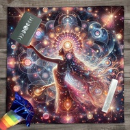 Vintage Angel Astrology Wheel Tarot Altar Cloth, European - style Classic Star Chart with Lively Ang