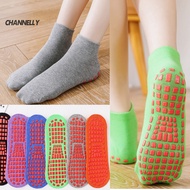 channelly Anti-slip Trampoline Socks Dotted Non-slip Yoga Socks High Elasticity Anti-skid Trampoline Socks with Silicone Grip Bottom for Yoga Home Workout Sweat Absorbing Adult