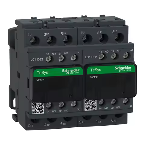 LC2D32F7 LC2D32F7C = 2 * LC1D32F7C + LAD9V2 reversing contactor - 3P(3 NO) - AC-3 - = 440 V 32 A - 1