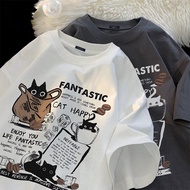 Korea Cotton 1 Oversize Short Sleeve T-Shirt CMDXY5866 Men Women Striped Letter Cartoon Loose Summer