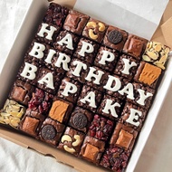 Brownies Skat 36 (24X24Cm) Custom Tulisan Birthday / Ulang Tahun (Baca