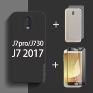 Official Liquid Silicone Soft Case Samsung Galaxy J7 2017 J730 J7pro tempered glass J4prime J4 plus J6 Prime J6 plus case + back film 3in1