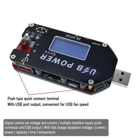 ZK-DP3D CNC USB TYPE-C DC Converter CC CV 1-30V 2A 15W Power Module Adjustable Regulated Power Suppl