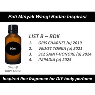 [LIST @ SENARAI B - BDK ] Pati Tulen Inspirasi-Inspired Fragrance Oil/GRIS CHARNEL/VELVET TONKA/312 