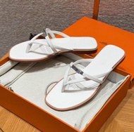 Hermes Miss Sandal • Hermes Kelly sandal，Hermes白色人字拖拖鞋37碼