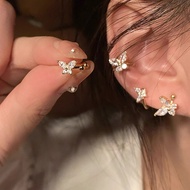 Korean Luxury 18k Gold Plated Butterfly Ear Buckle Earrings Ear Studs Accessory