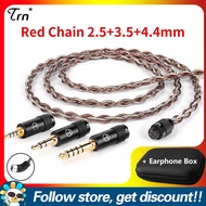สายทดแทนหูฟัง TRN RedChain สำหรับเปลี่ยนสายกล่องเก็บของสี่เหลี่ยม FAAEAL PU ดีไซน์แบบครอบหูทำจากทองแ