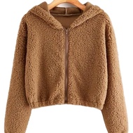 jaket & mantel Bulu Sherpa Wanita Coatc Model Terbaru Hooded Fashion Musim Dingin Atasan Outer Casua