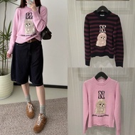 GANNI Noble Dog Pattern Jacquard Round Neck Pullover Real Wool Knit Sweater Sweater