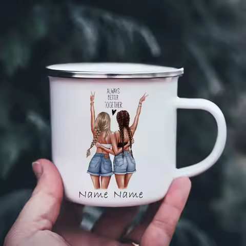 Forever Best Friend Customized Enamel Cup Unusual Tea Cups and Mugs Creative Gifts for Friends Gift 