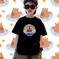 Short Sleeves For Children Cute Capybara Print Hip Hop Style Men 100cm-150cm