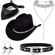 Cowboy Costume Outfit for Women Glitter Choker Necklace Cowboy Hat Buckle Belt Accessories Set for H