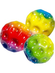 1 件裝速度球,極高彈跳球,超高彈跳太空球,橡膠彈跳球感官球,提升手眼協調能力,易於抓握與捕捉(彩虹色)